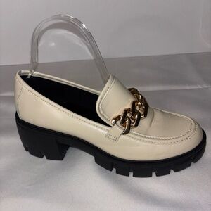 Chunky Madden Girl Hoxton Lug Sole Loafers Almond 8.5 M Gold Chain Detail Y2K